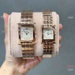 Replica Hermes Heure H Couple Watches Sapphire Rose Gold